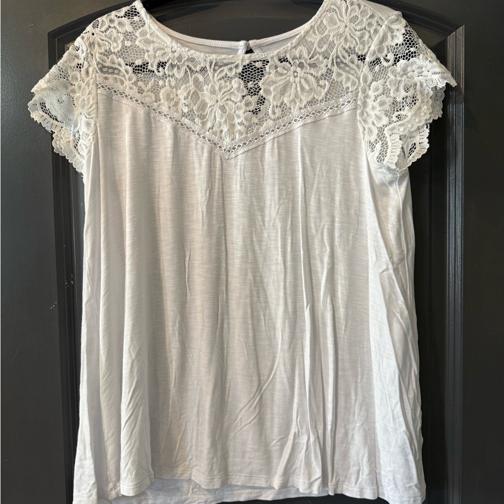 White Lace Yoke Top